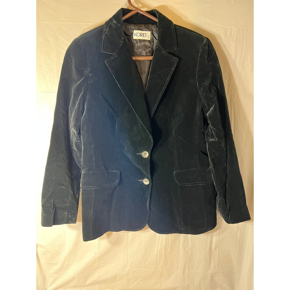 As is-Koret of California Vintage Black Velvet Blazer Union USA  business pro - Picture 2 of 16